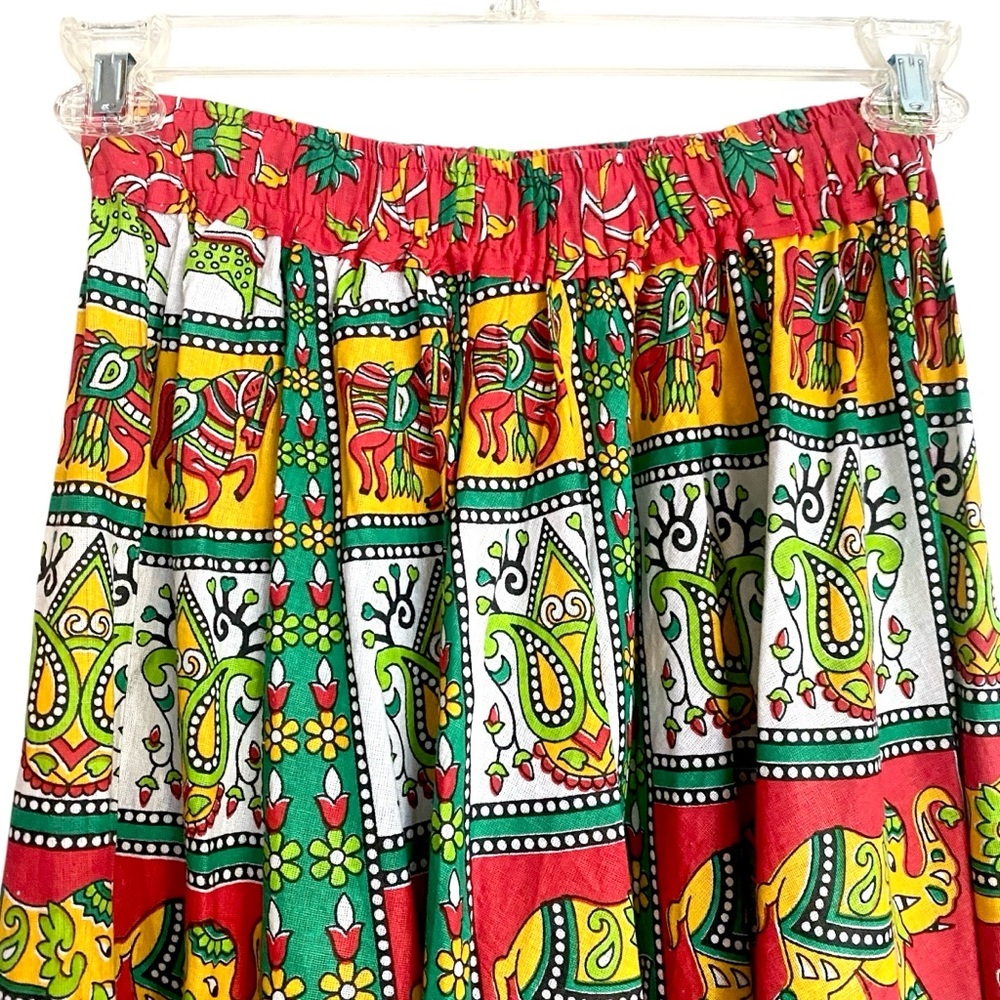 Source Unknown Vibrant Elephant Print A-Line Skirt - image 4